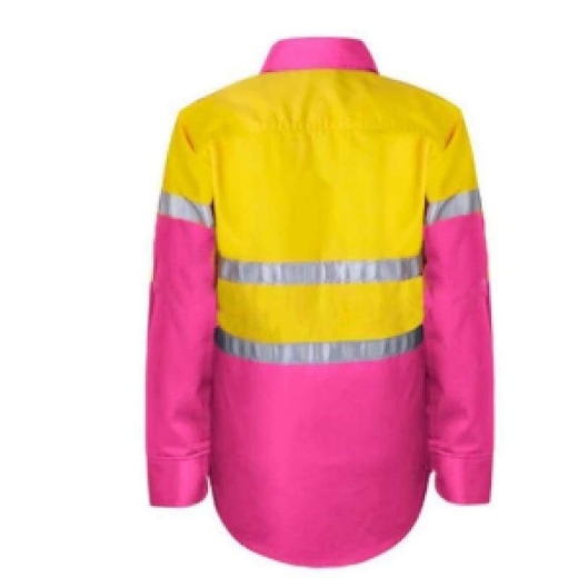 Picture of WorkCraft, Childrens, Shirt, Long Sleeve, Lightweight, Two Tone, Cotton Drill, CSR Reflective Tape
